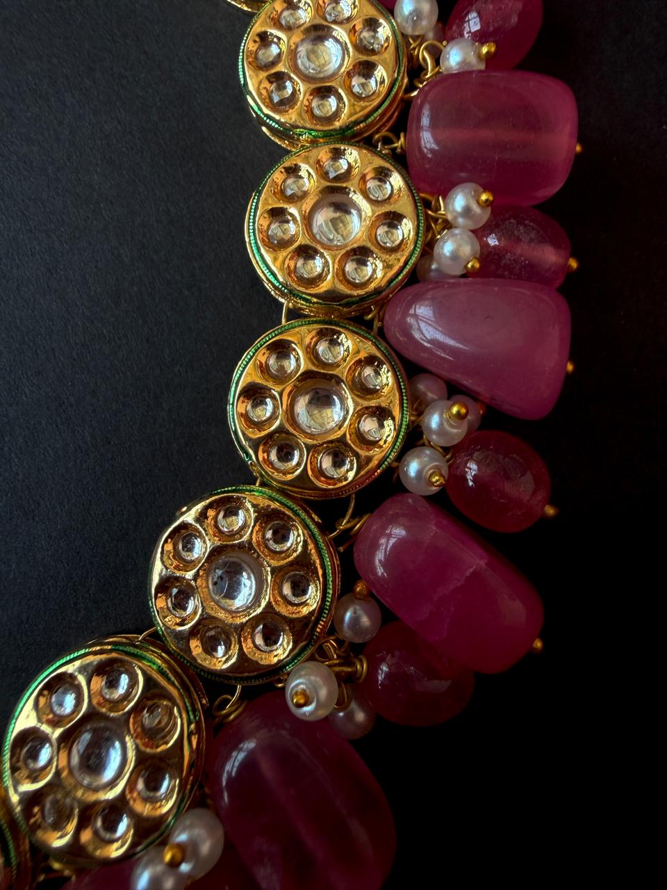 Kundan with Stone Choker Necklace with earring set