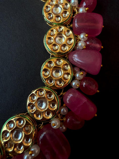 Kundan with Stone Choker Necklace with earring set