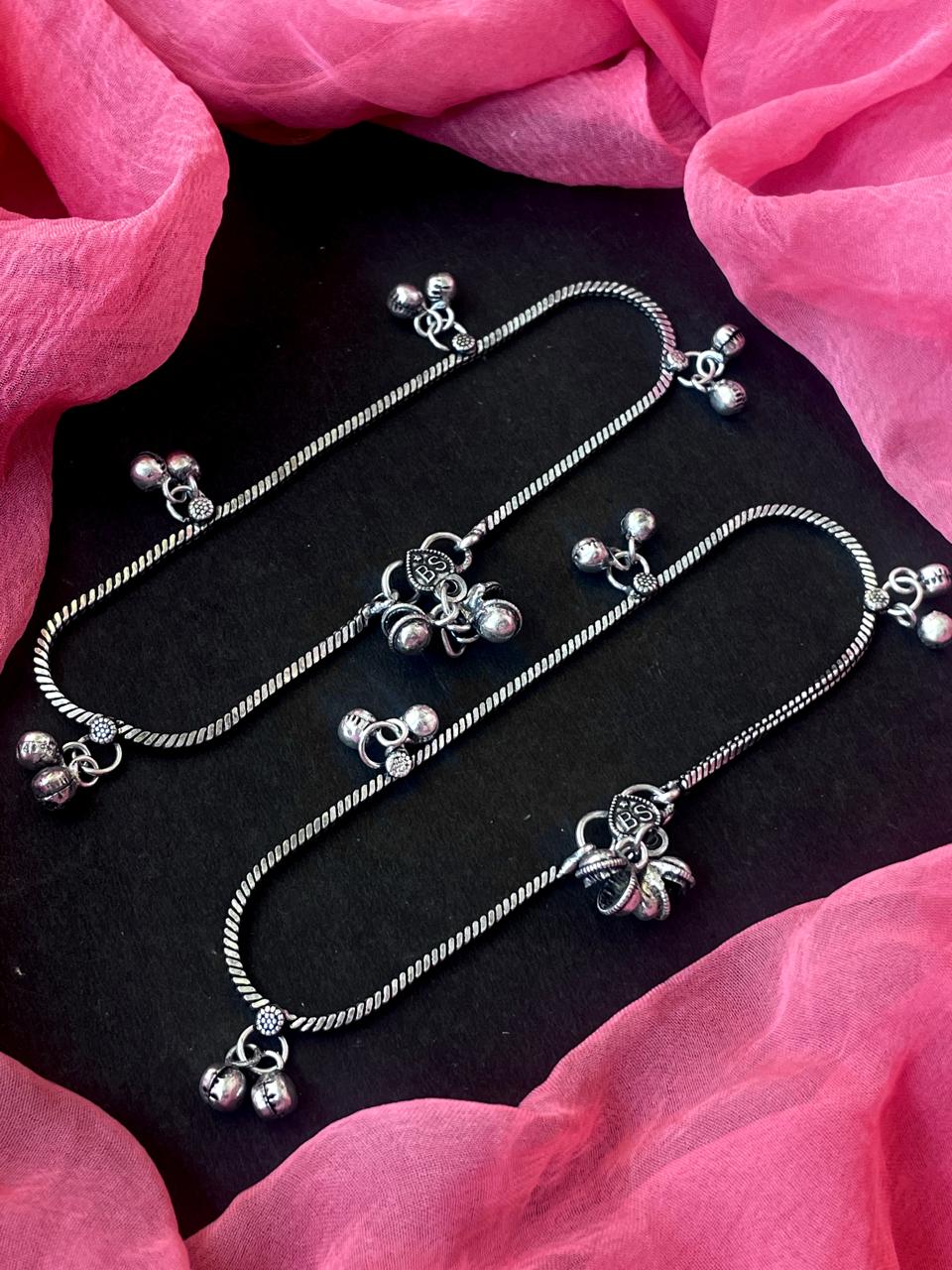 Oxidized ghunghroo Anklet Pair