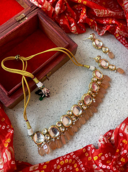 Jade Stone Kundan Choker with Earring Set