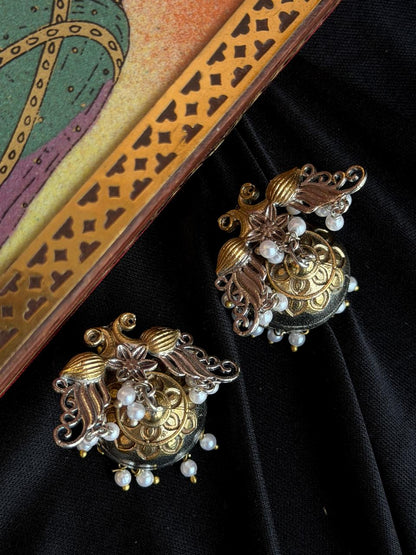 Dual Tone Peacock Earring