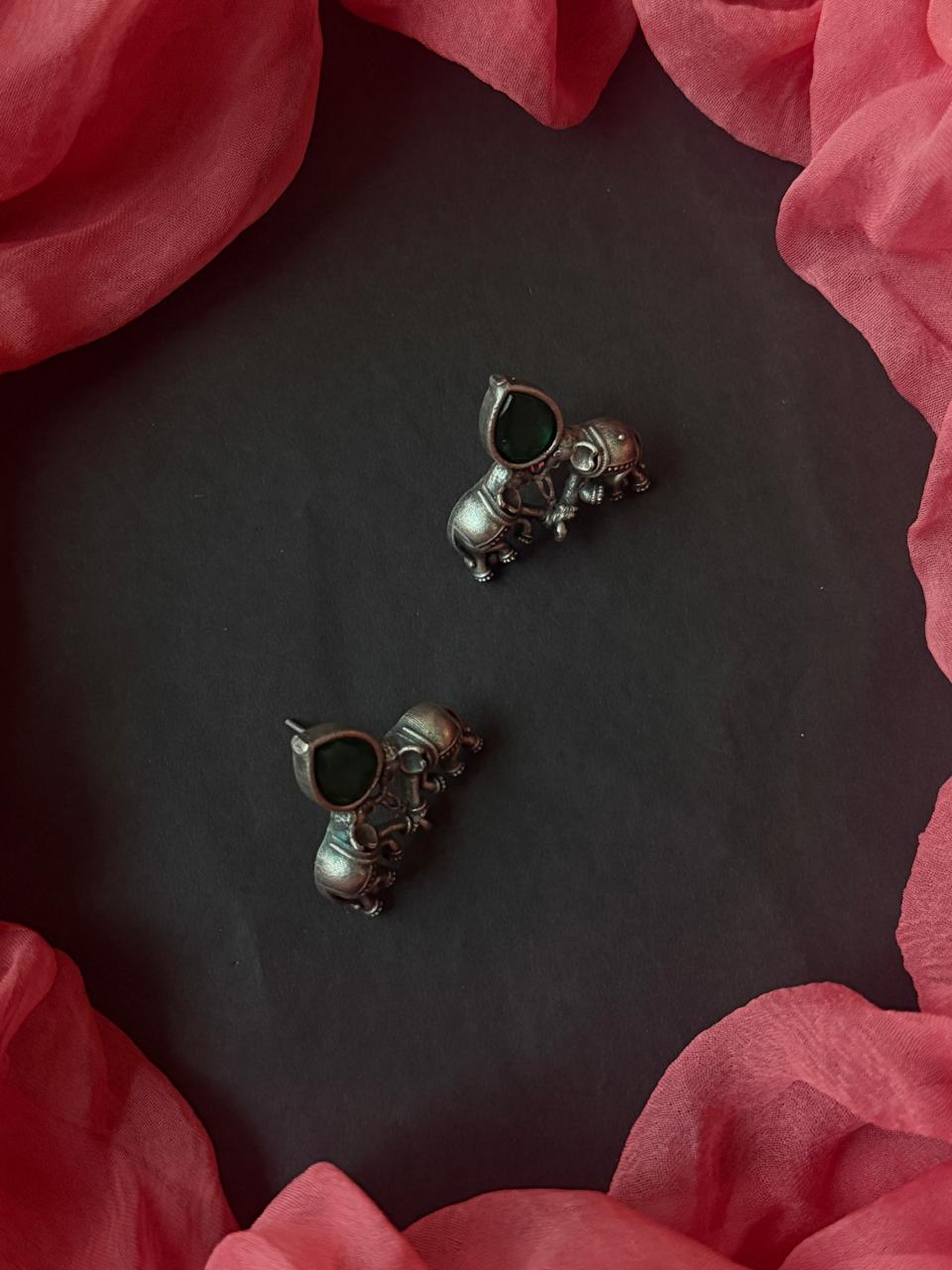 Monalisa Stone Oxidized Choker with Earring set