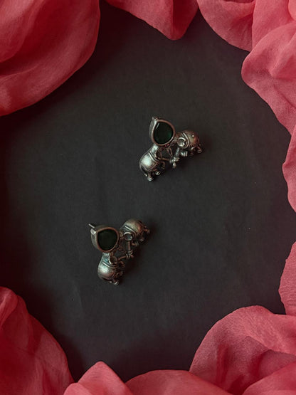 Monalisa Stone Oxidized Choker with Earring set