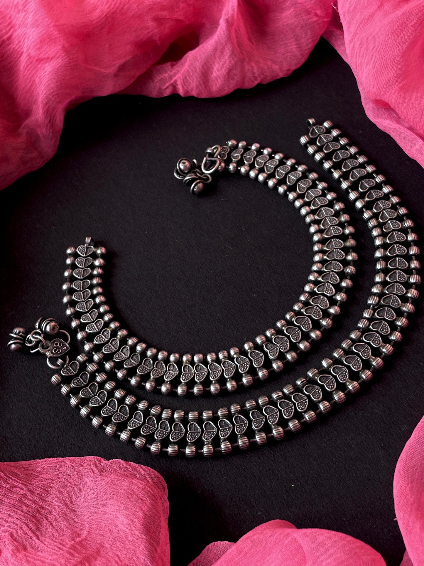 Black Polish Antique Look Anklet