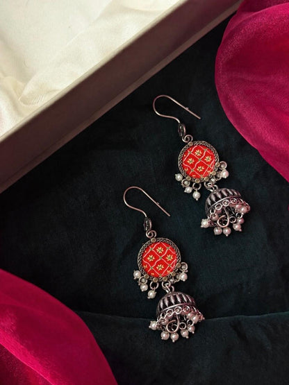 Hand Painted Top with Oxidized Jhumki Earring