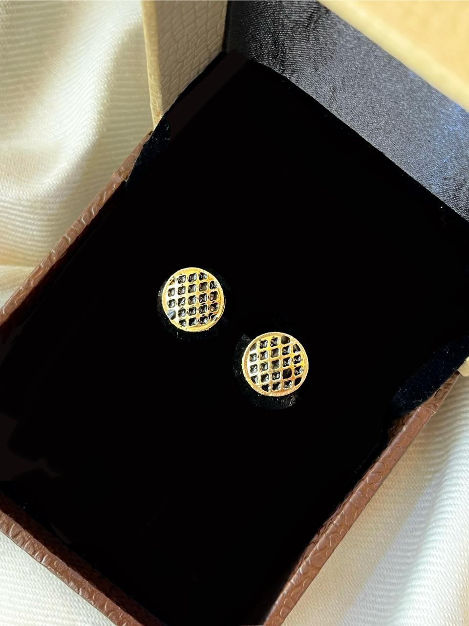 Gold-Plated Meenakari Checkered Small Stud Earring