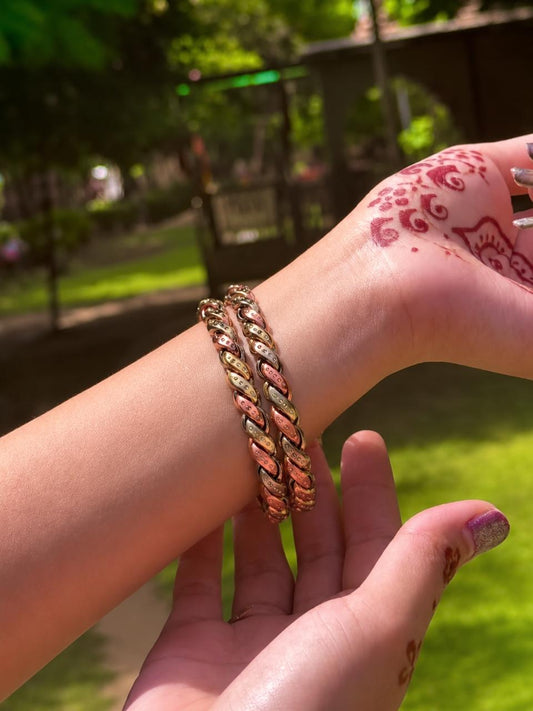 Copper Gold Finish Openable Bangles