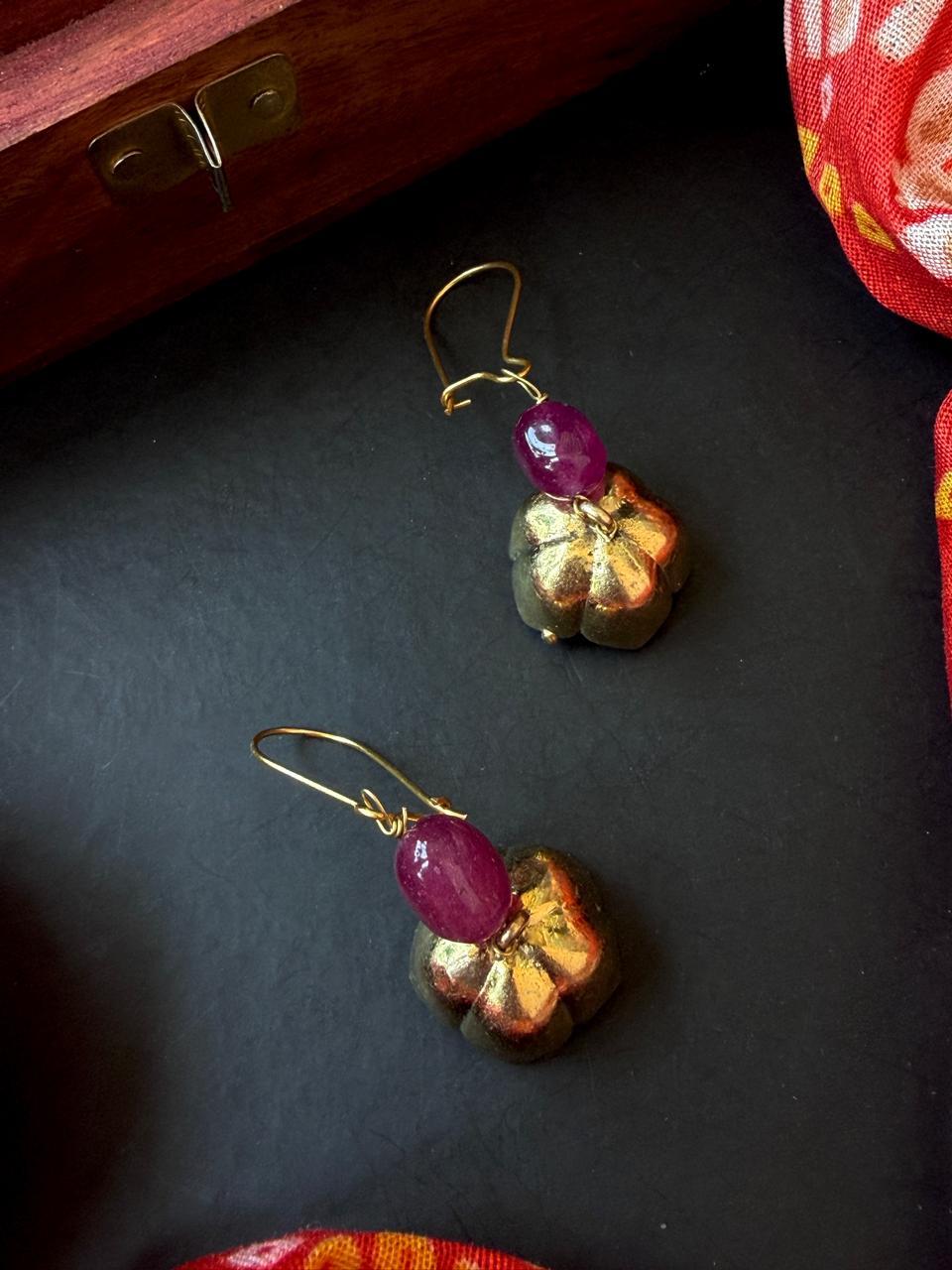 Stone Beaded Golden Trendy Earring