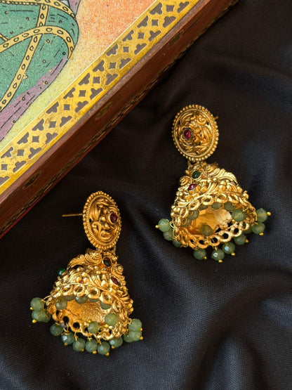 Matt Finish Golden Temple Earring