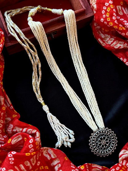 Oxidized Pendant Cheer Multi Layered Mala Necklace