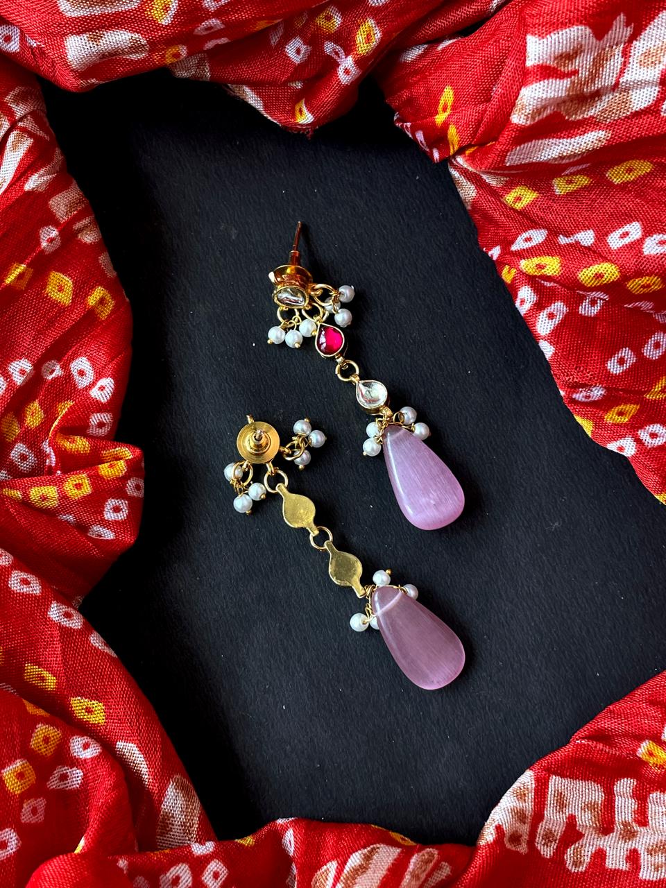 Monalisa Stone Pachi Kundan Beaded Earring