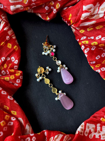 Monalisa Stone Pachi Kundan Beaded Earring