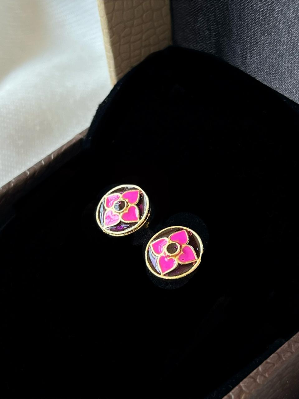 Gold- Plated Meenakari Small Stud Earring