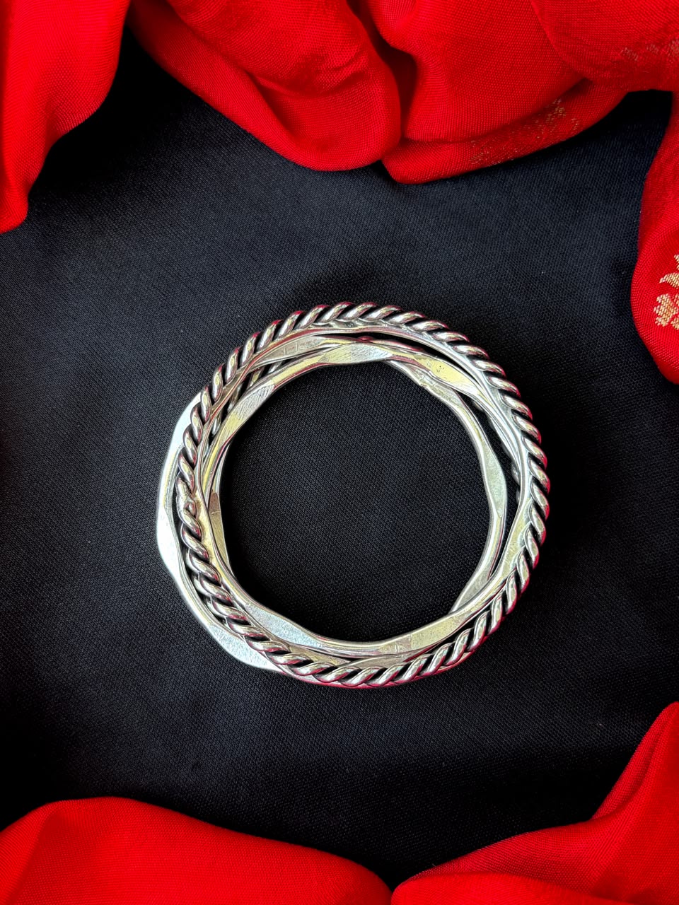 Oxidized Silver Replica Bangle set