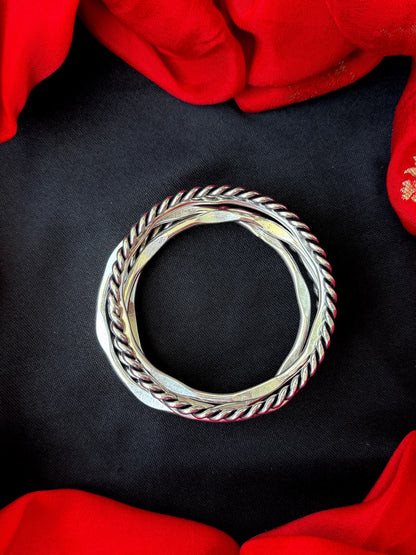 Oxidized Silver Replica Bangle set