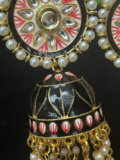 Meenakari Big size Dome Shape Jhumka