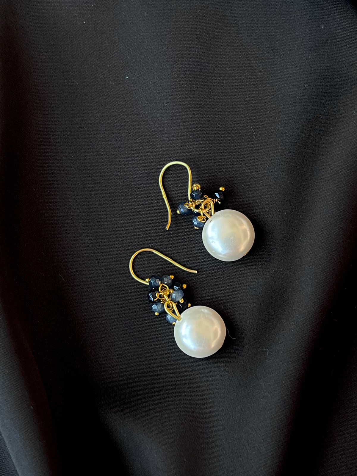 Semi Precious Pearl and Cheed 92.5 Silver with Gold Plating Earring