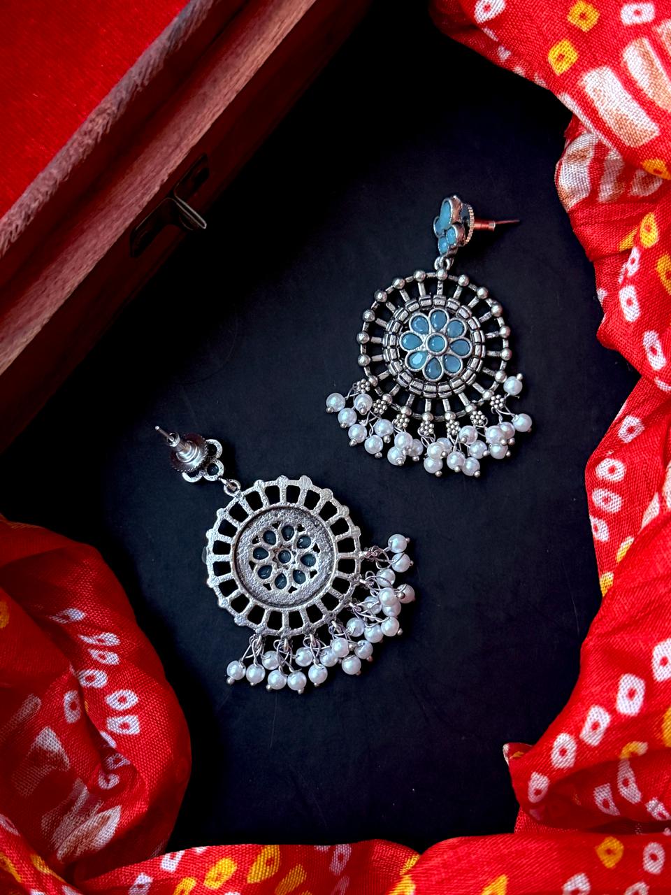 Oxidized Silver Replica Antique Earring