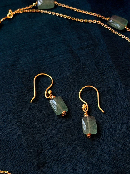 Stone Beaded Double Layer Chain Necklace with Earring Set