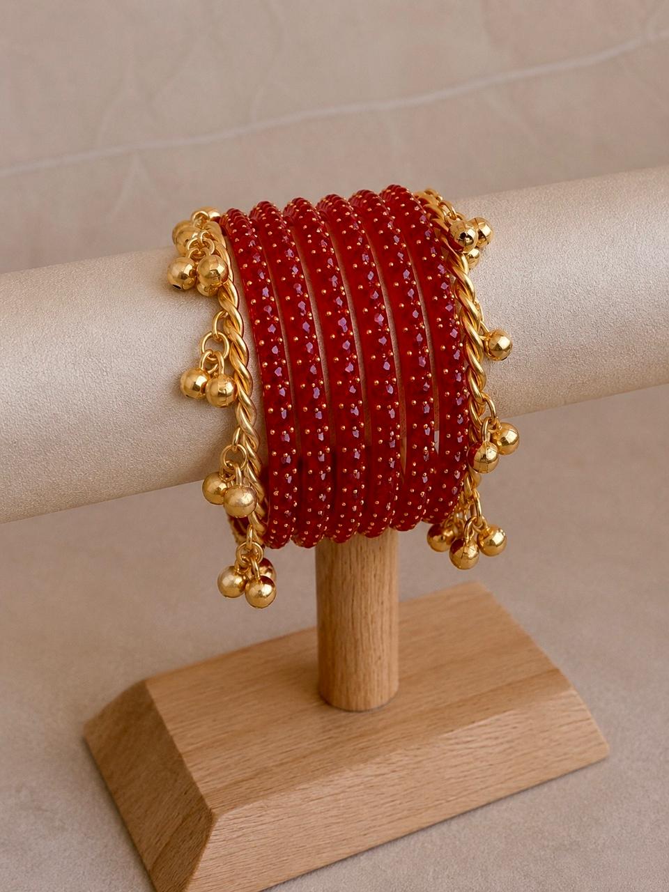 Acrylic Bangles with Metal Bangles set
