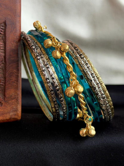 Acrylic Jelly Bangles with Metal Bangles set