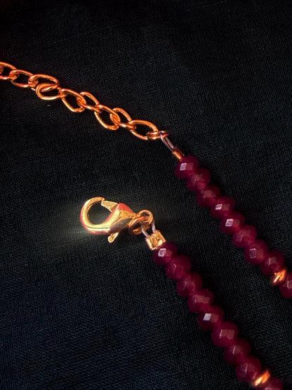 Stone Beads Golden Ring Single Layer Mala