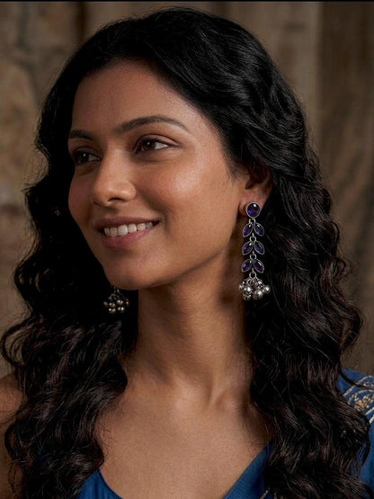 Monalisa Stone Silver Replica Partywear Earring