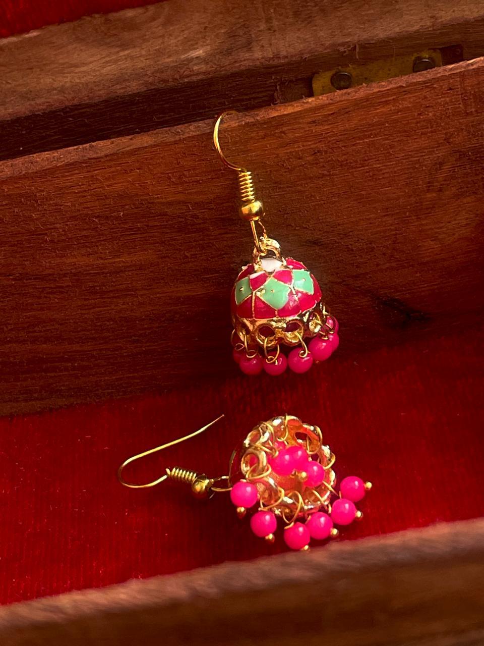 Meenakari Small Jhumki Earring (Set of 2 Pairs)