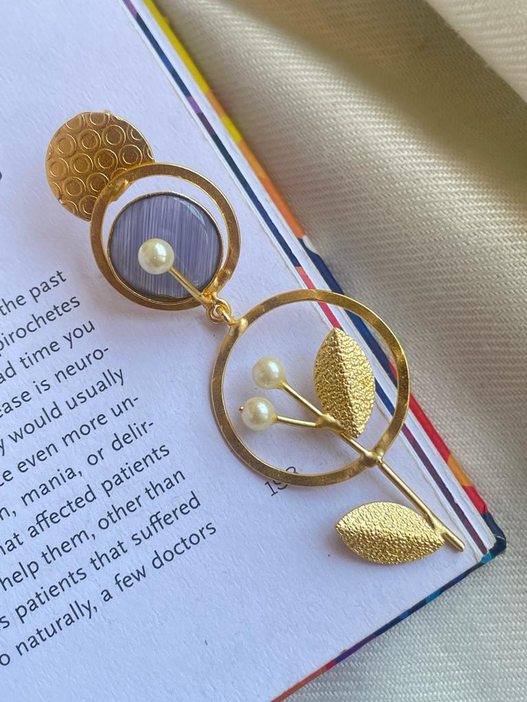 Mnalisa Stone Geometrical Golden Earring