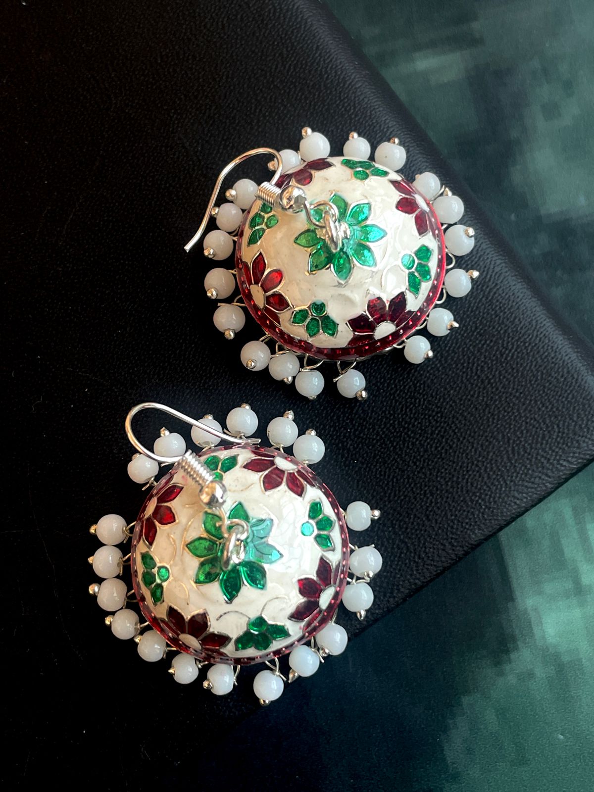 Meenakari set of 2 Jhumka Flower Print Earring