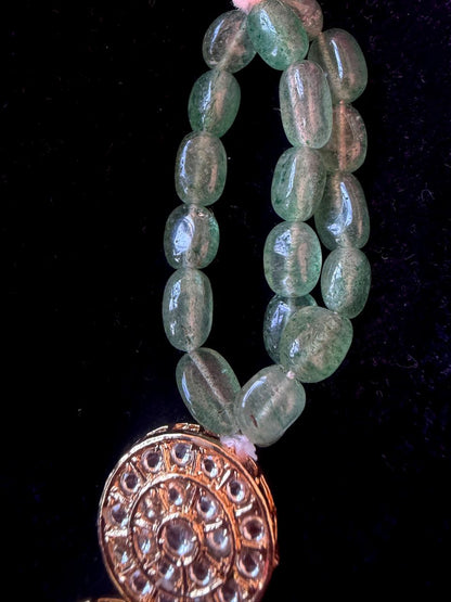 Kundan Pendant Stone Beaded Layered Mala Choker Necklace