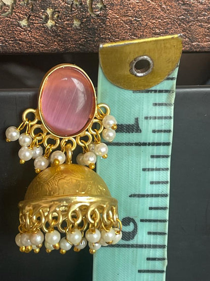 Monalisa Stone Top and Golden Jhumki Earring