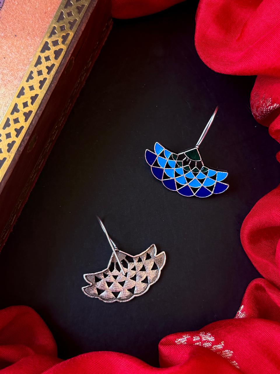 Meenakari Oxidized Geometrical Earring