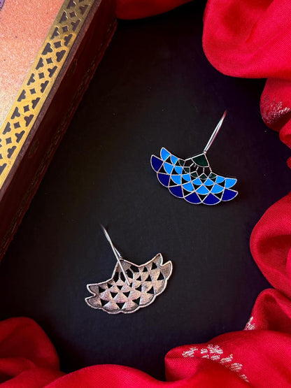 Meenakari Oxidized Geometrical Earring