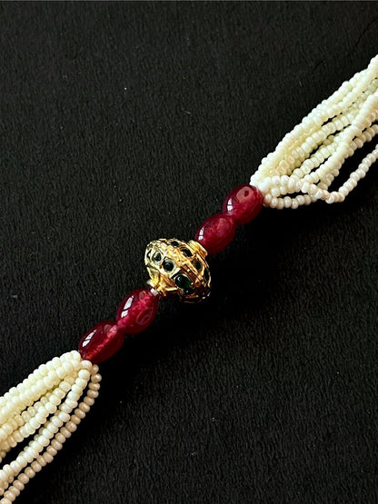 Stone Beads with Meenakari Ball Pendant Necklace