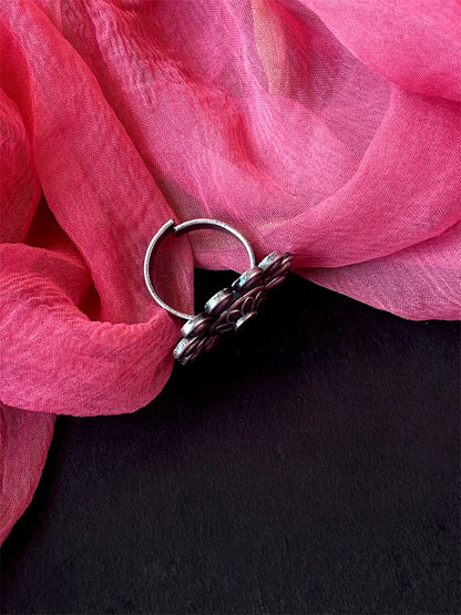 Floral Silver Replica Ethnic Ring