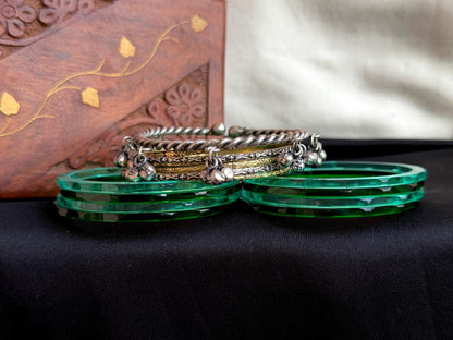 Acrylic Bangles with Metal Bangles set