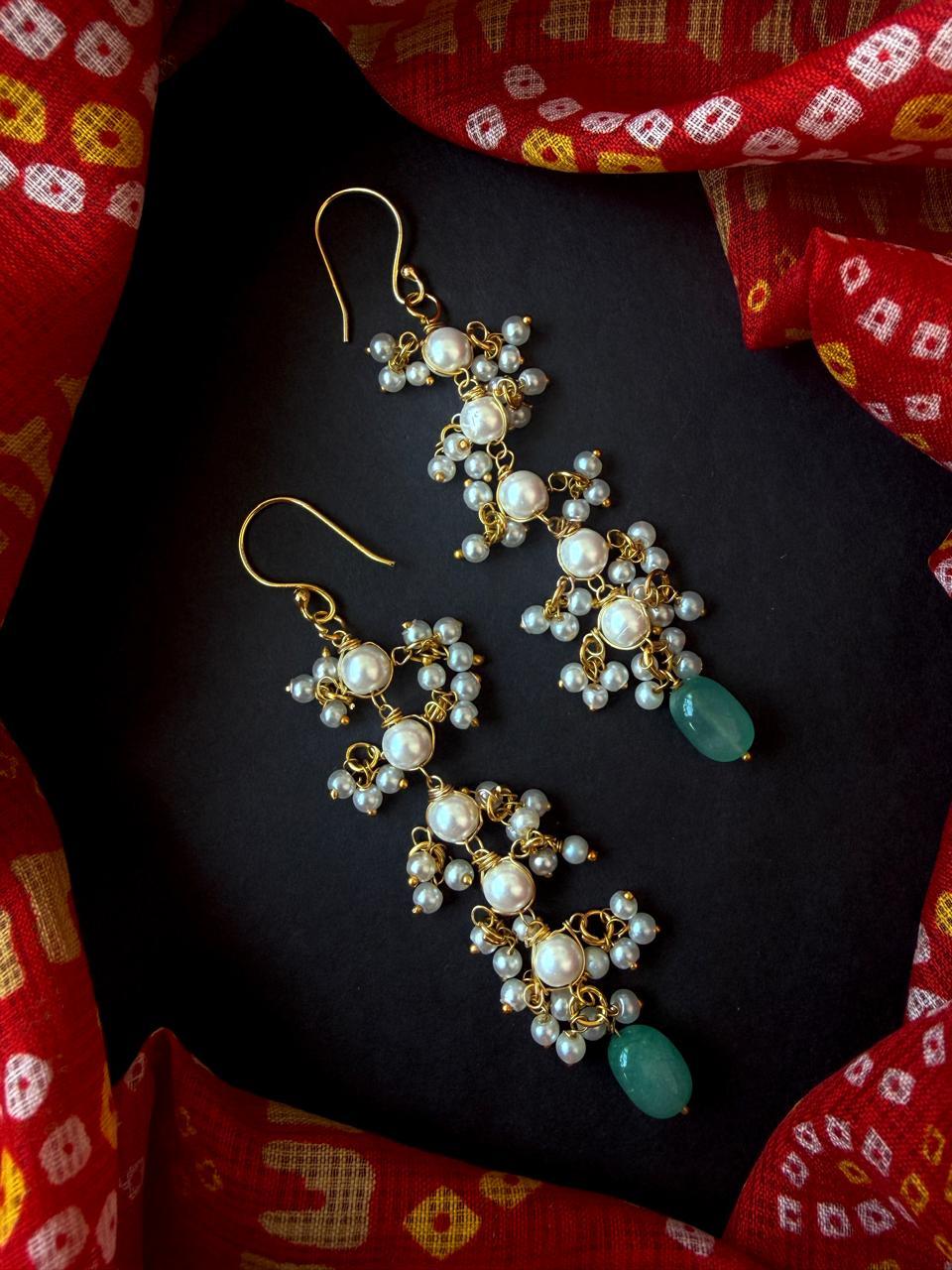 Shell Pearl with Stone Beads Earring