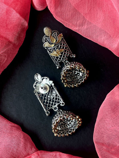 Dual Tone Ethnic Oxidized Earring