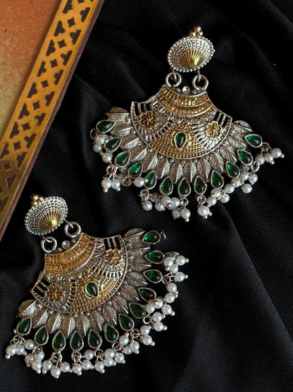 Dual Tone Partywear Geometrical Earring