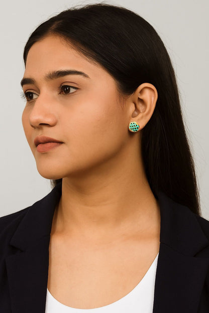 Gold-Plated Meenakari Checkered Small Stud Earring