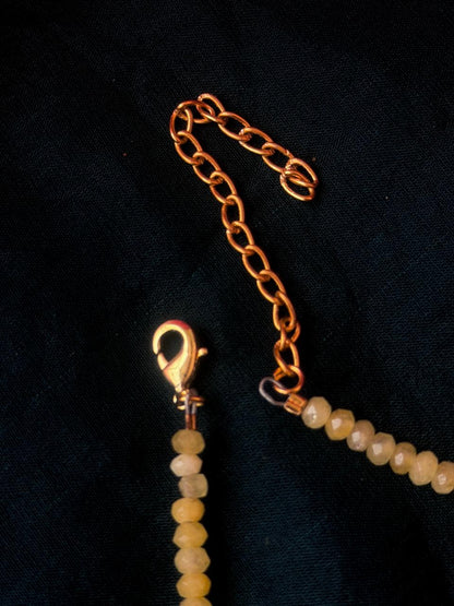 Stone Beads Golden Ring Single Layer Mala