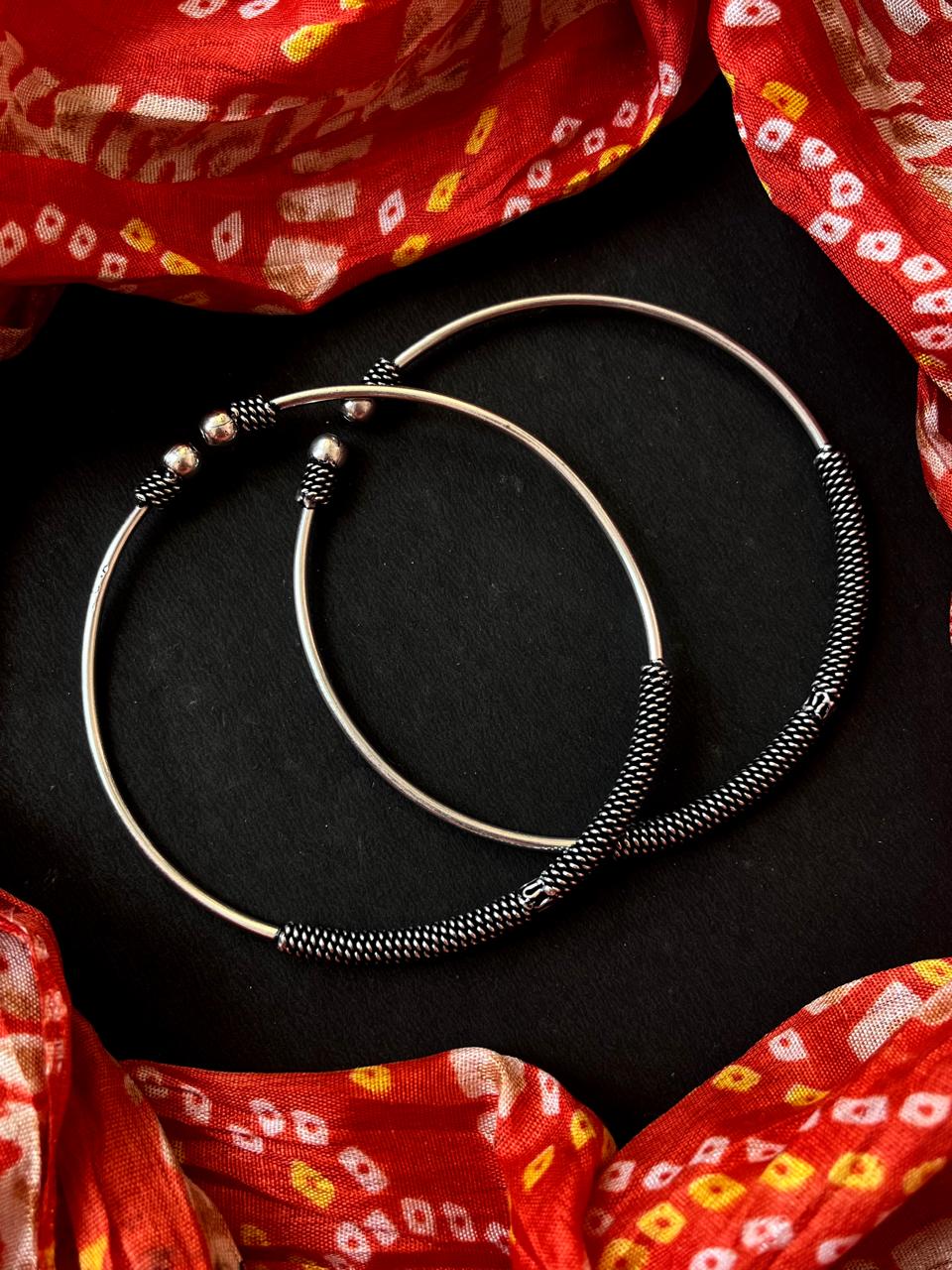 Oxidized Designer Anklet Pair