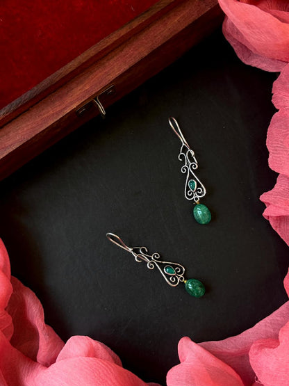 Stone Beads Silver Replica Earring
