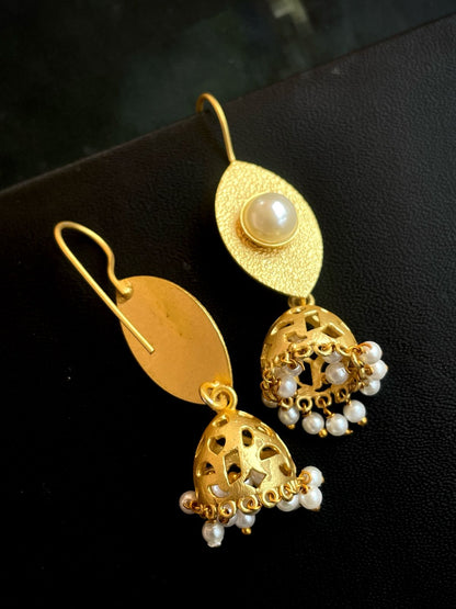 Golden Pearl Top with Golden Jhumki Earring