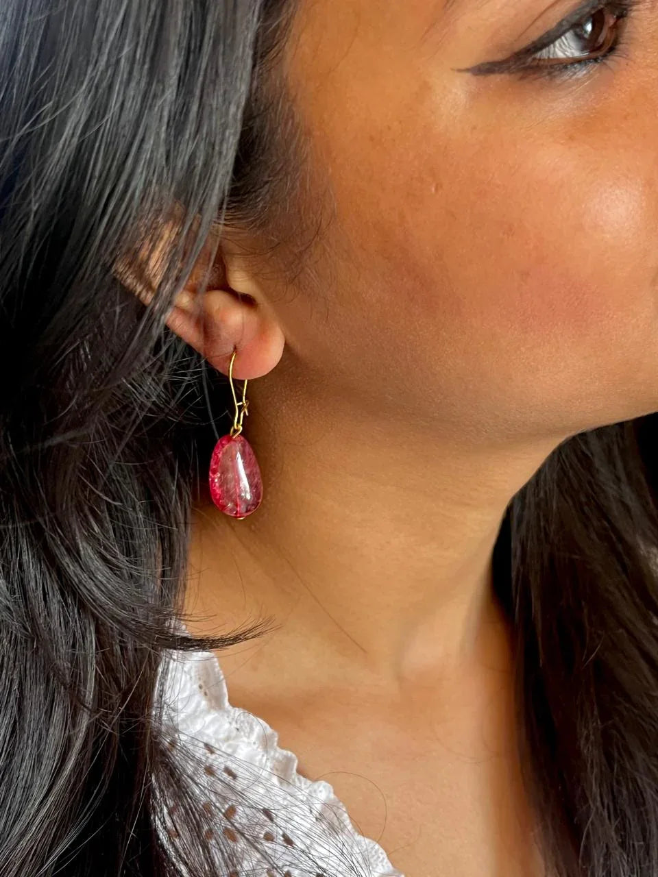 Semi Precious Zade Stone Earring