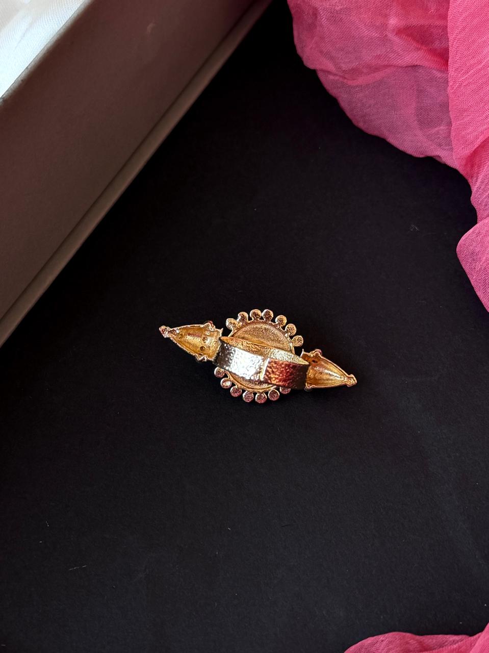 Golden Floral Beaded Ring