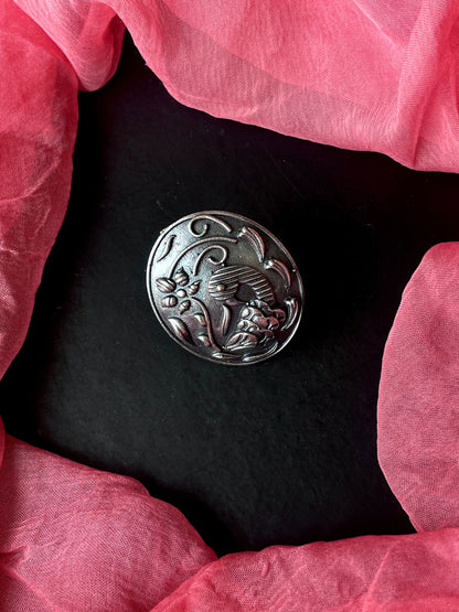 Oxidized Black Polish Ethnic Ring