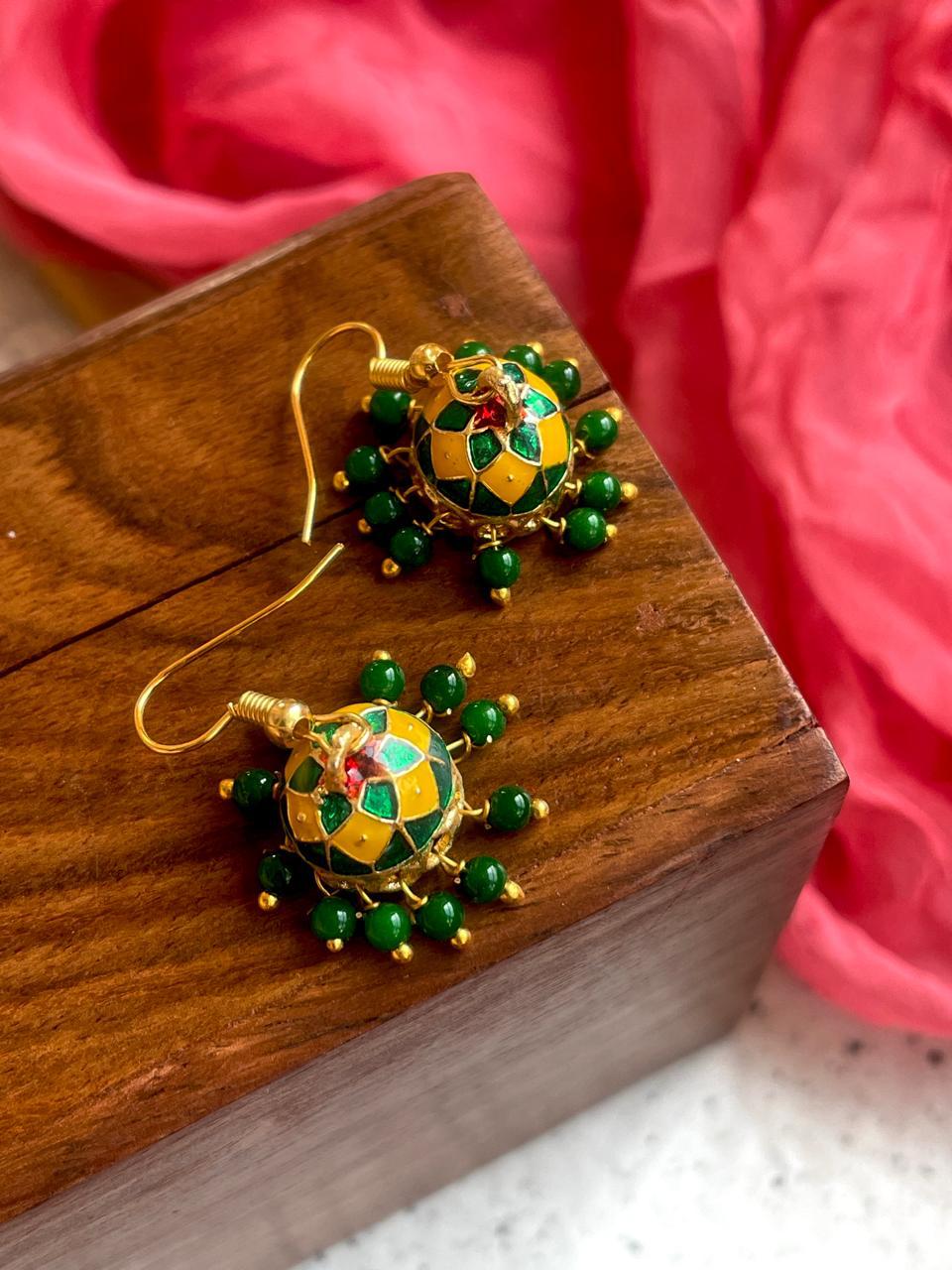 Meenakari Small Jhumki Earring (Set of 2 Pairs)