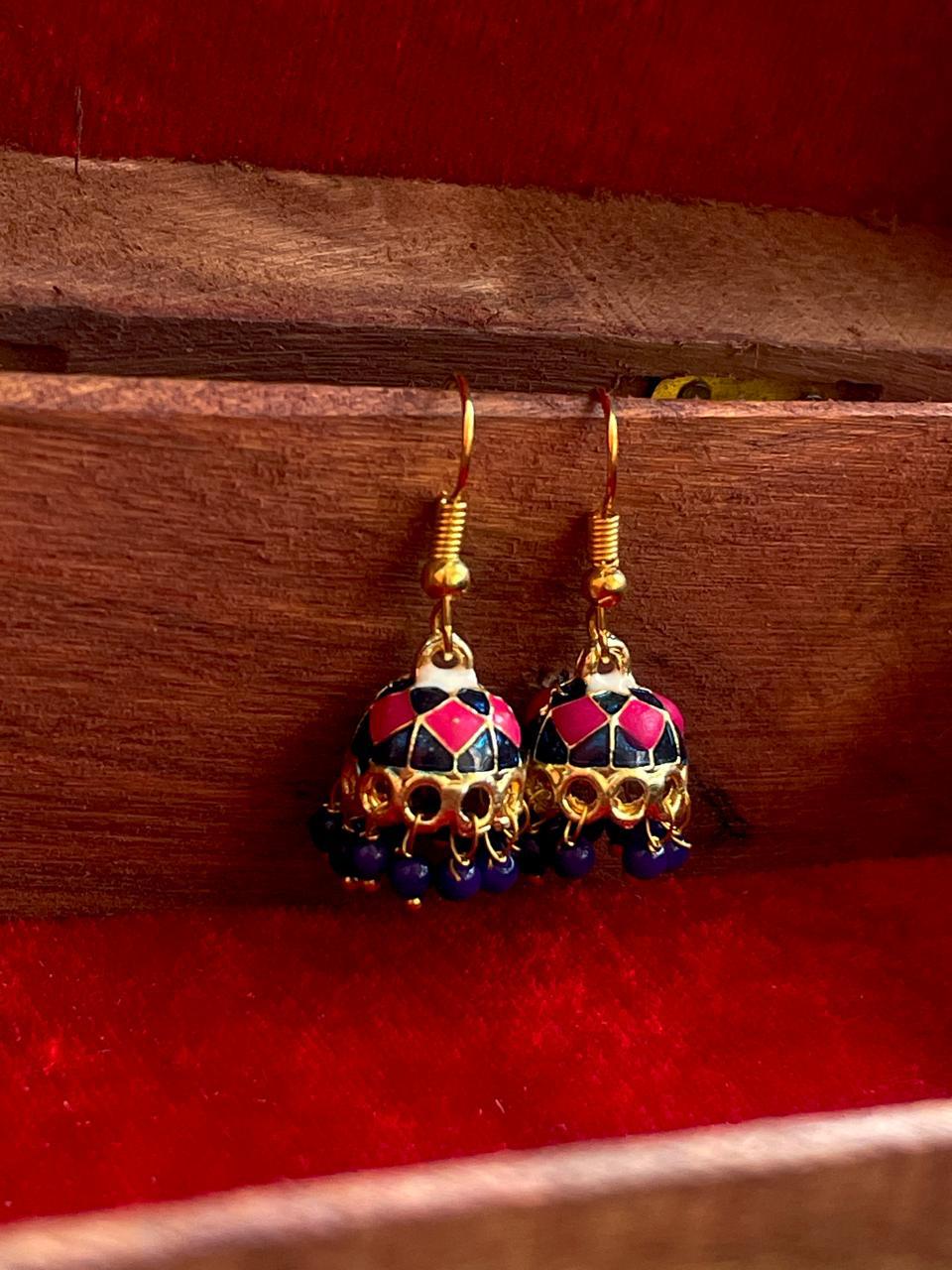 Meenakari Small Jhumki Earring (Set of 2 Pairs)